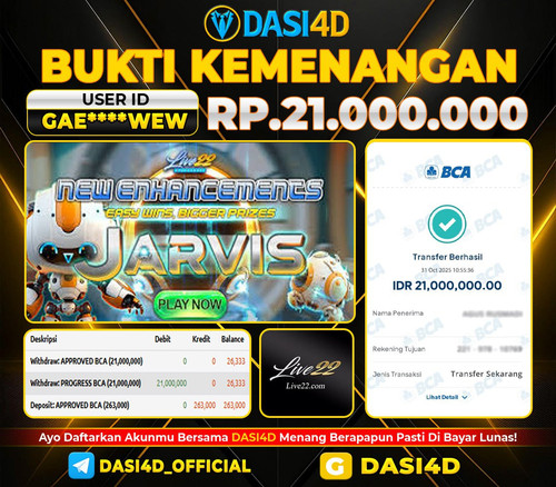 BUKTI KEMENANGAN 31 OKTOBER  2025 DI JARVIS RP.21.000.000