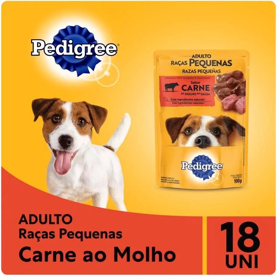 Kit 18 Und Sachê Pedigree Carne Raças Pequenas 100g Full