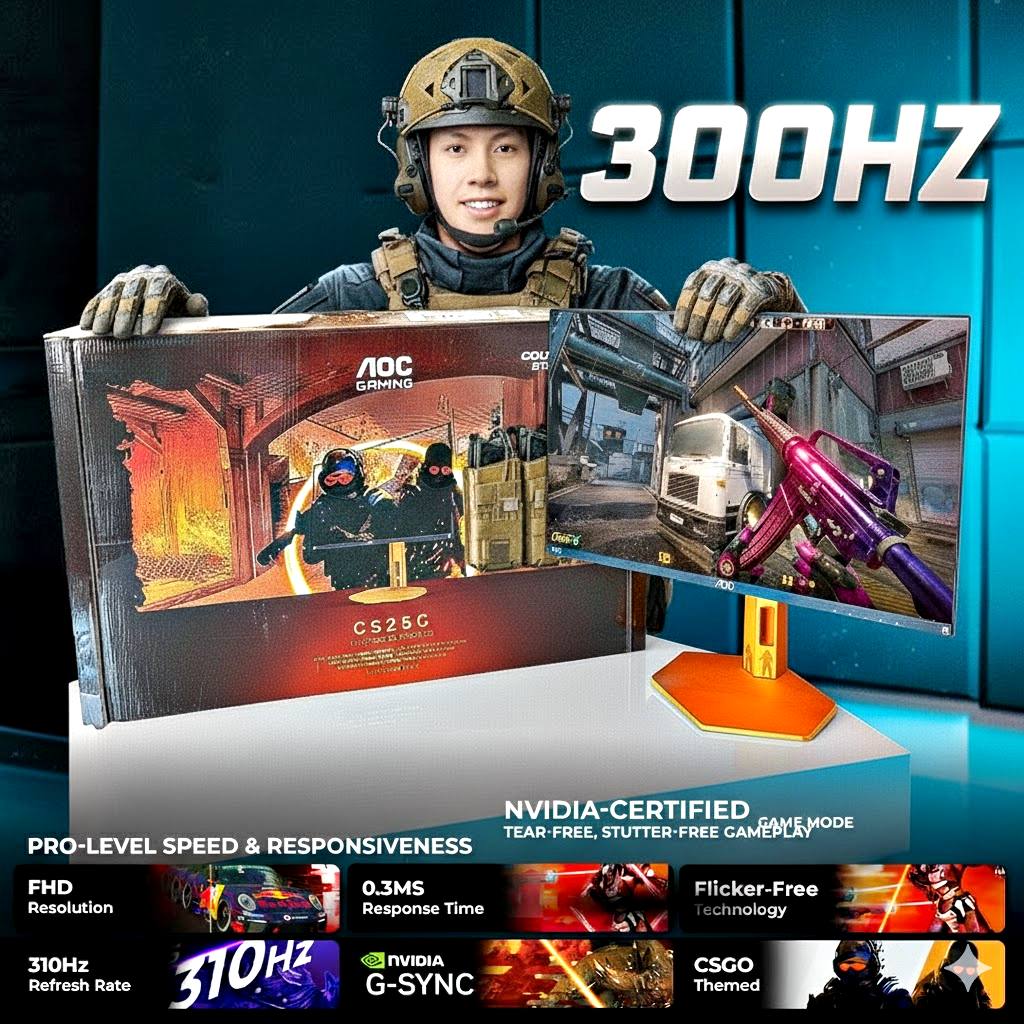 Monitor Gamer Aoc Cs25g/78 310hz/0,3ms/24,5“ – Preto