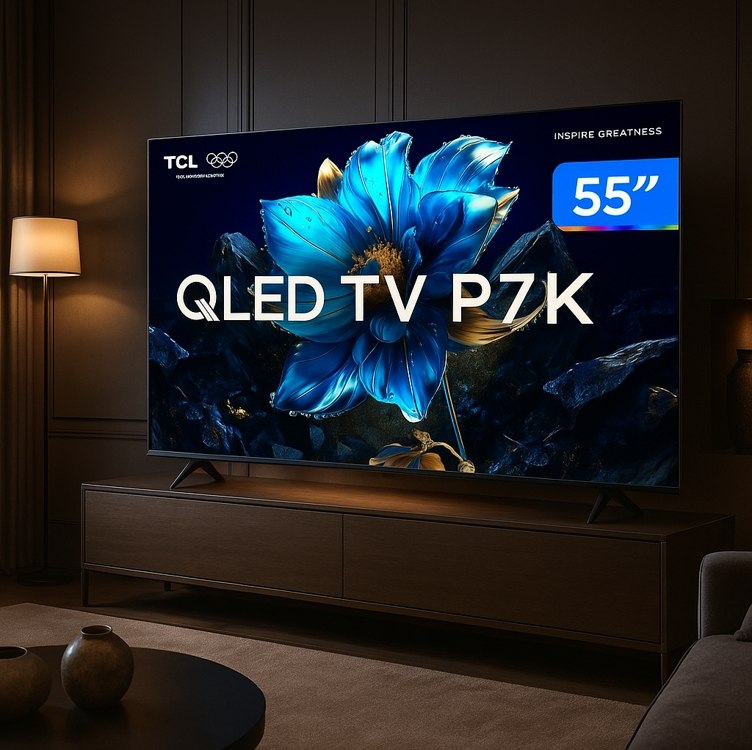 Smart TV TCL 55 Polegadas QLED 4K P7K WiFi Bluetooth Google TV HDR10+ Dolby Atmos Dolby Vision 55P7K