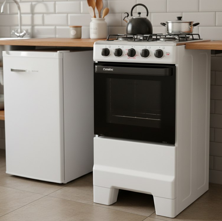 Fogão 4 Bocas Ideal Pop Com Mesa Em Inox Esmaltec – Branco