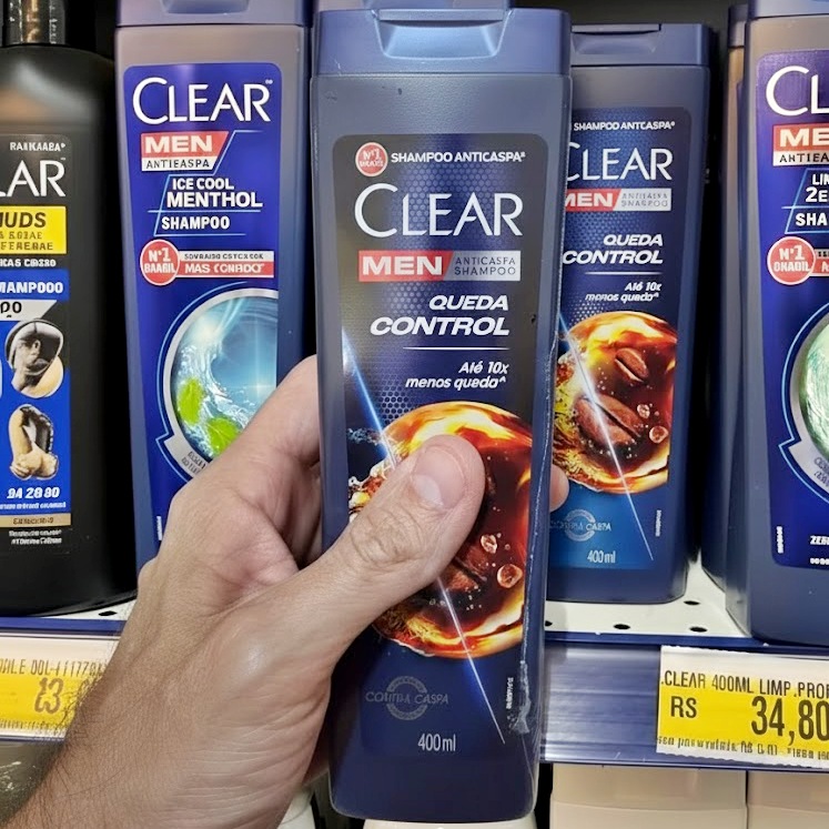 Clear Shampoo Anticaspa Men Queda Control Frasco 400Ml