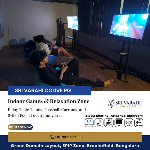 Unwind with friends over carrom, table tennis, foosball or pool at Sri Varahi Colive PG..png