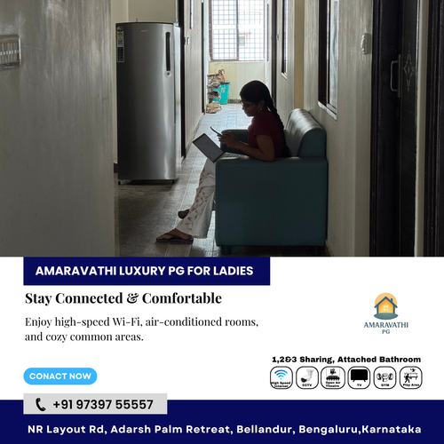 Stay connected and comfortable at Amaravathi Luxury PG for Ladies.