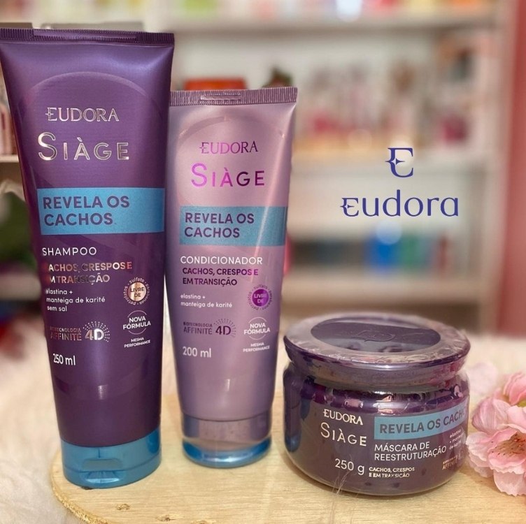 Eudora Kit Siàge Revela os Cachos: Shampoo 250ml + Máscara 250g + Condicionador 200ml
