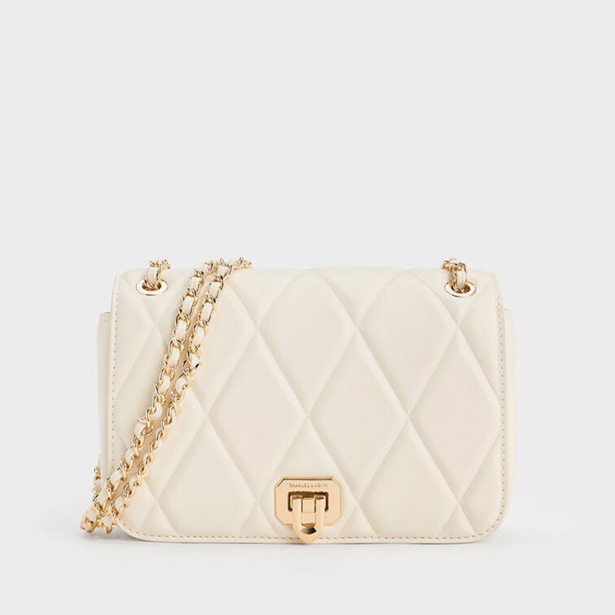 Túi đeo vai chần bông Arwen Diamond-Quilt - Màu Kem