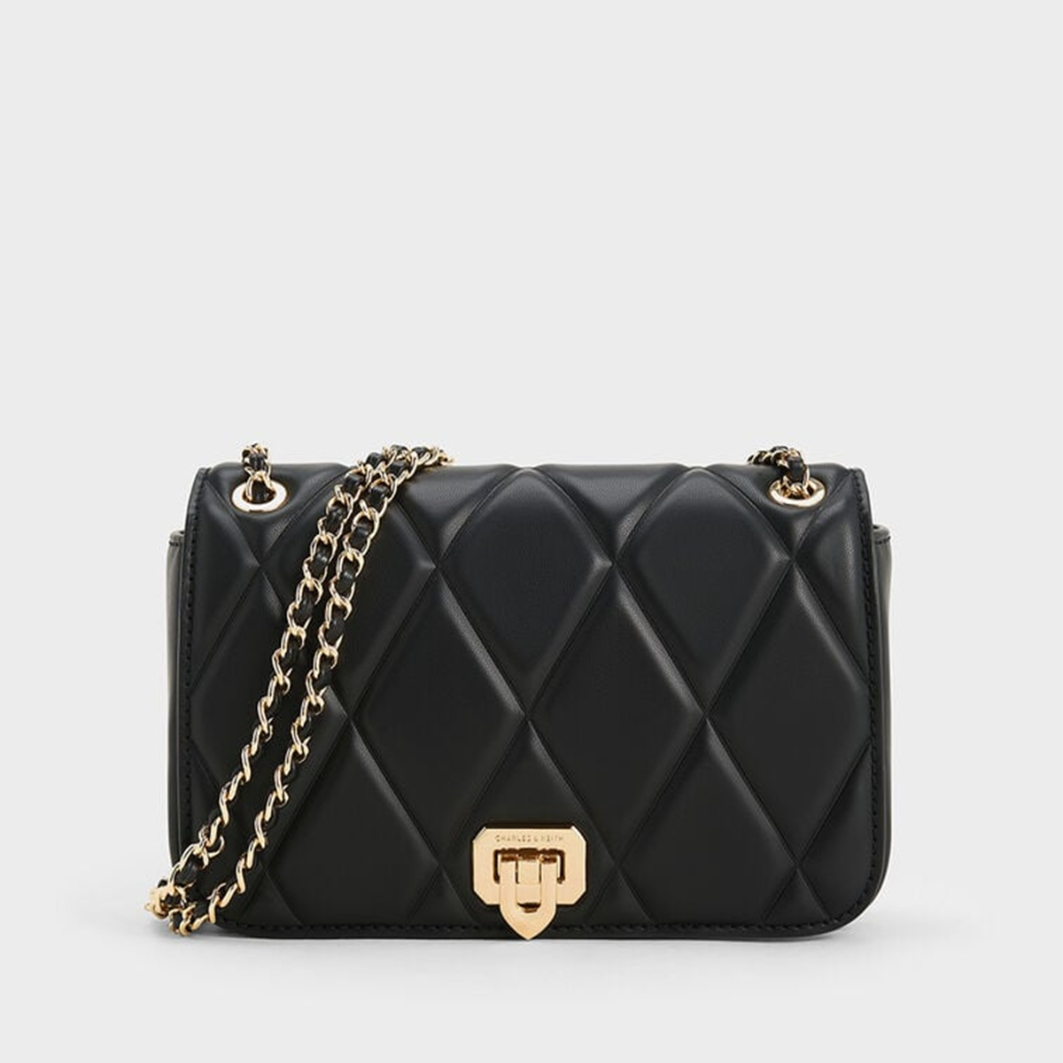 Túi đeo vai chần bông Arwen Diamond-Quilt - Màu Đen