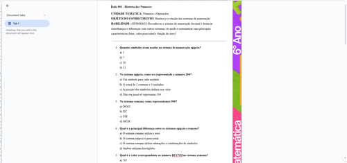 Atividades de matemática