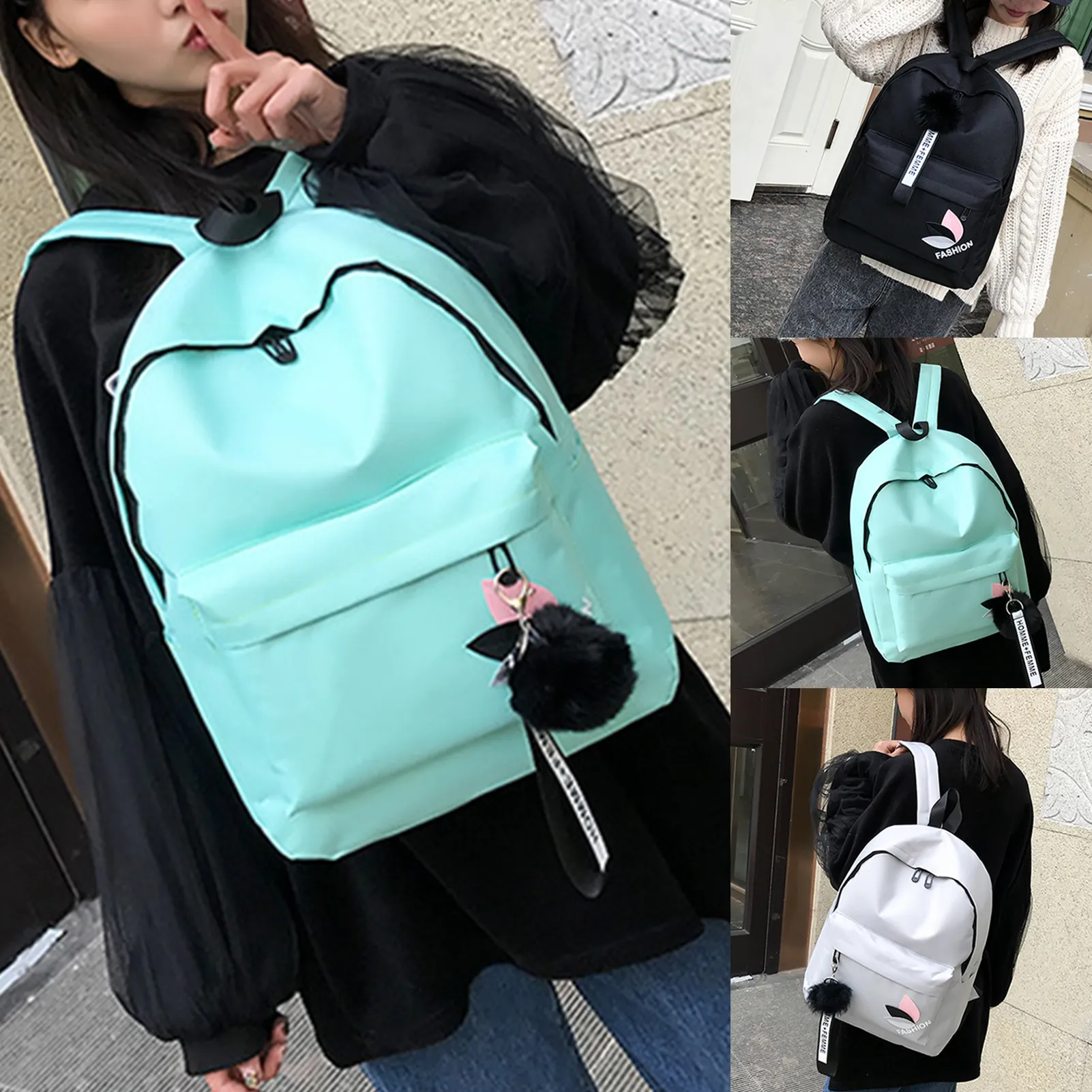 Felly Canvas Korean Backpack Image 2