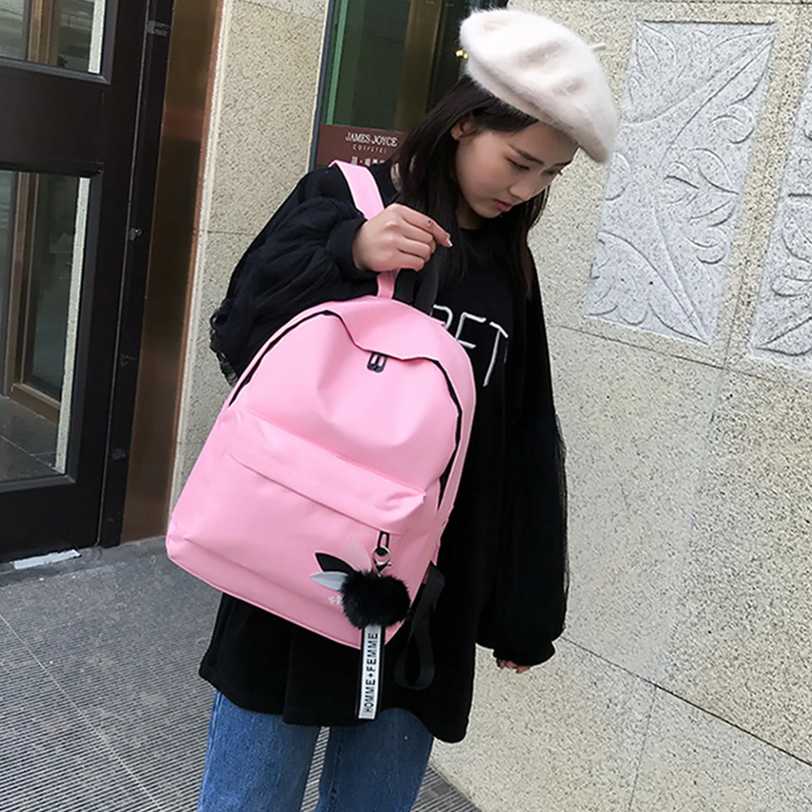 Felly Canvas Korean Backpack Image 8