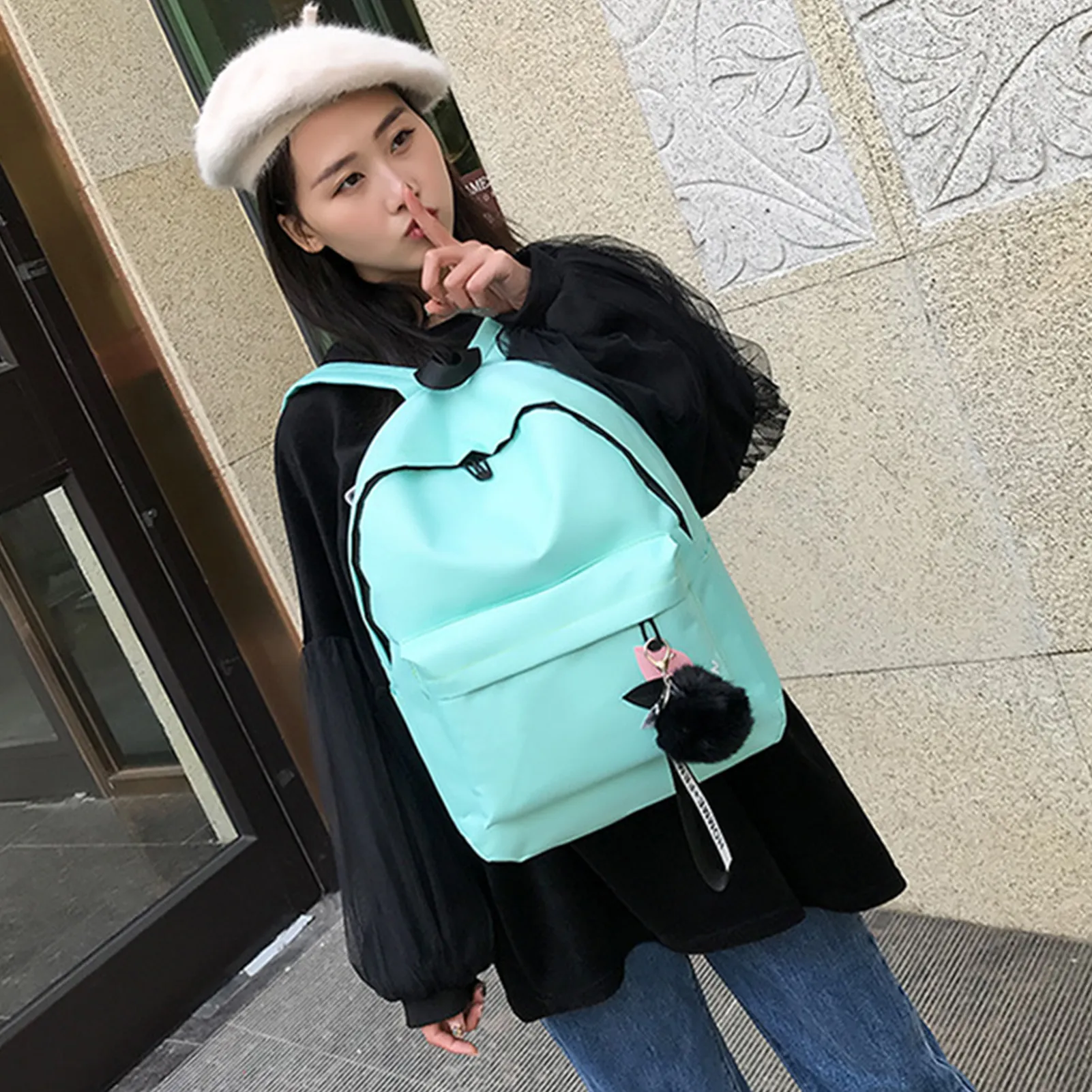 Felly Canvas Korean Backpack Image 10