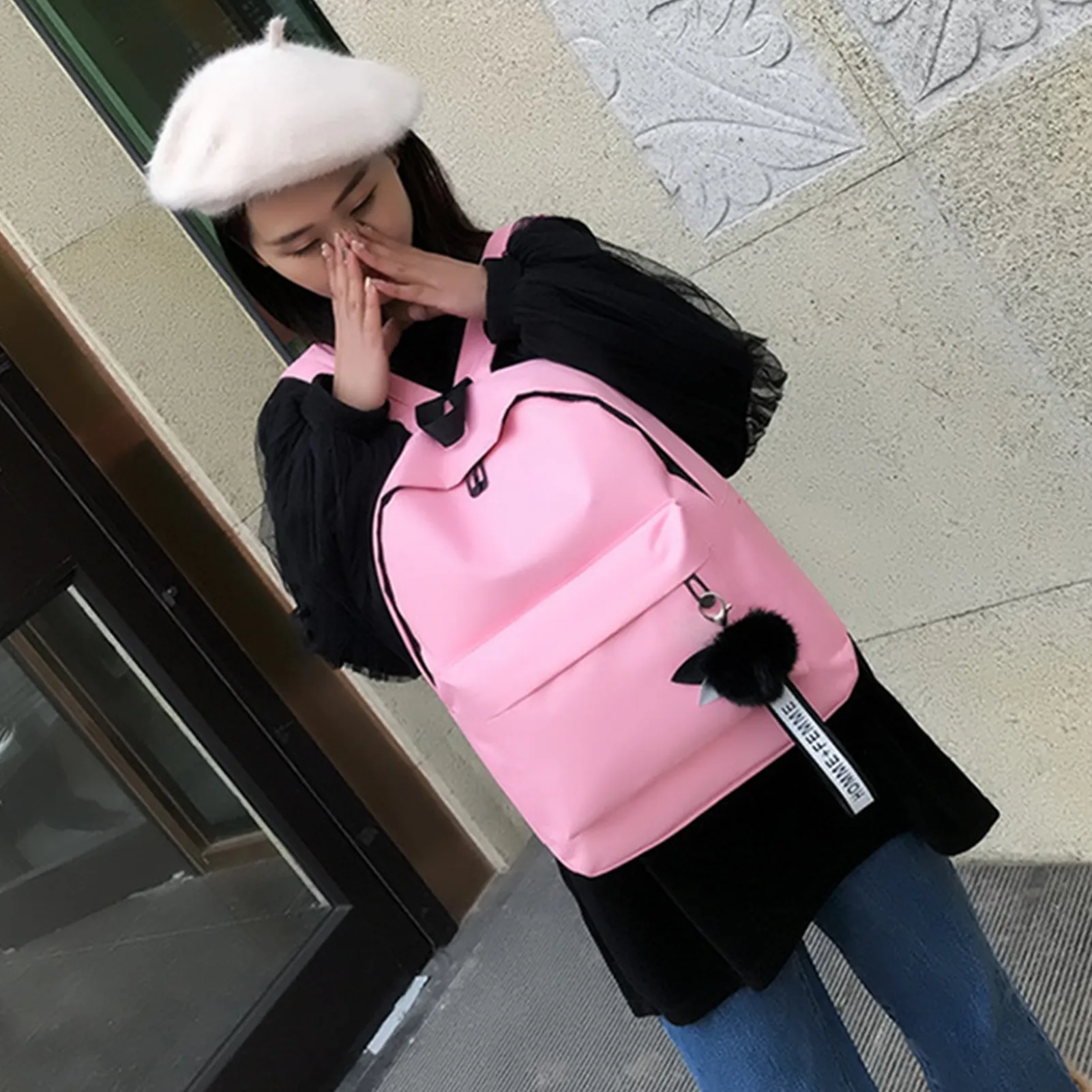 Felly Canvas Korean Backpack Image 7