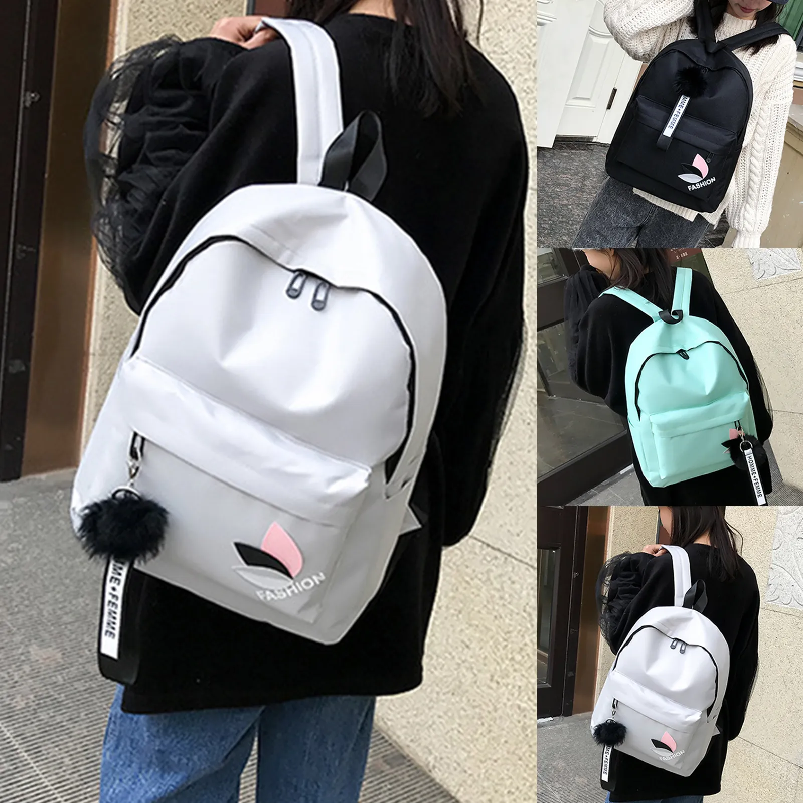 Felly Canvas Korean Backpack Image 3