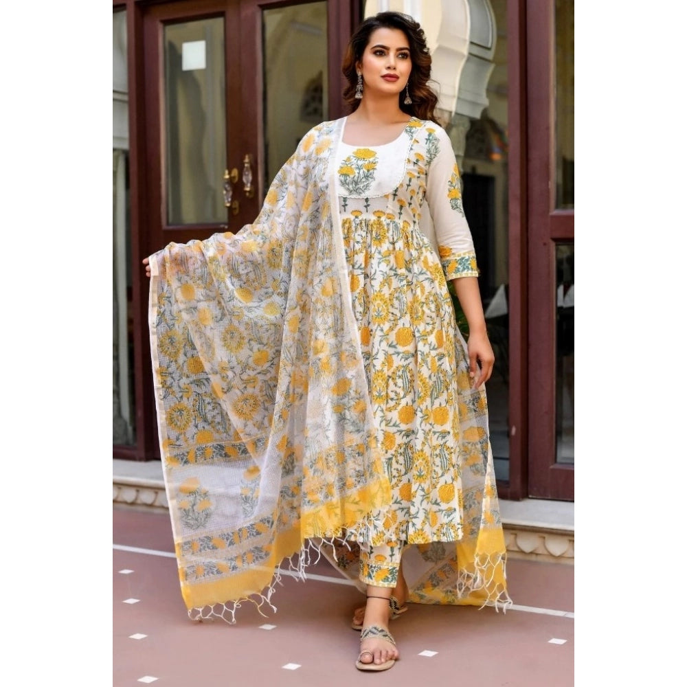 Yellow Printed Kurti Image 3