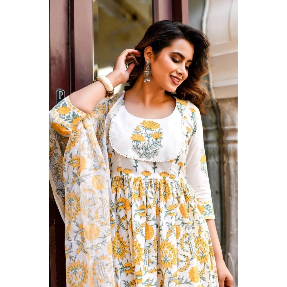 Yellow Printed Kurti Image 1
