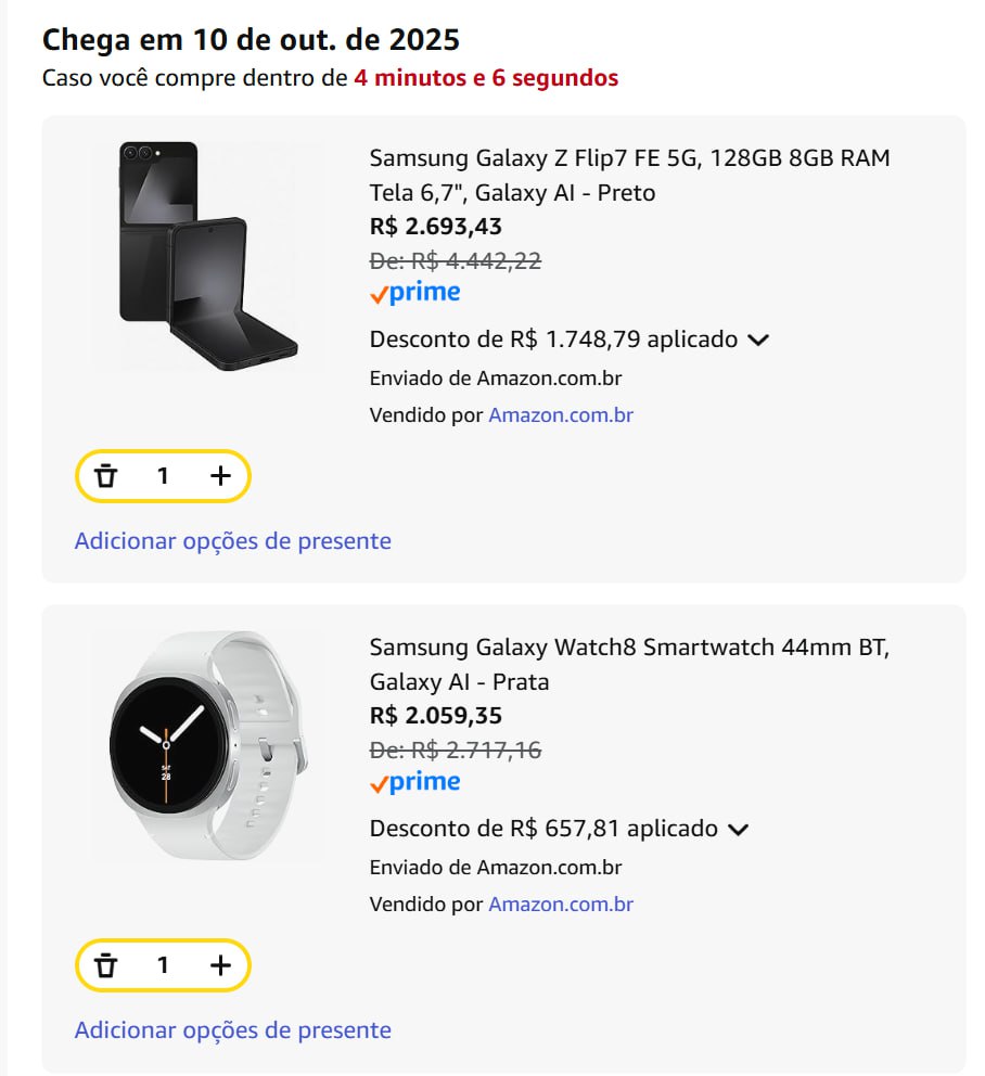 Samsung Galaxy Z Flip7 FE 5G, 128GB 8GB RAM  +  Samsung Galaxy Watch8 Smartwatch 44mm