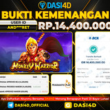 BUKTI KEMENANGAN 10 OKTOBER 2025 DI  MONKEY WARRIOR RP.14.400.000