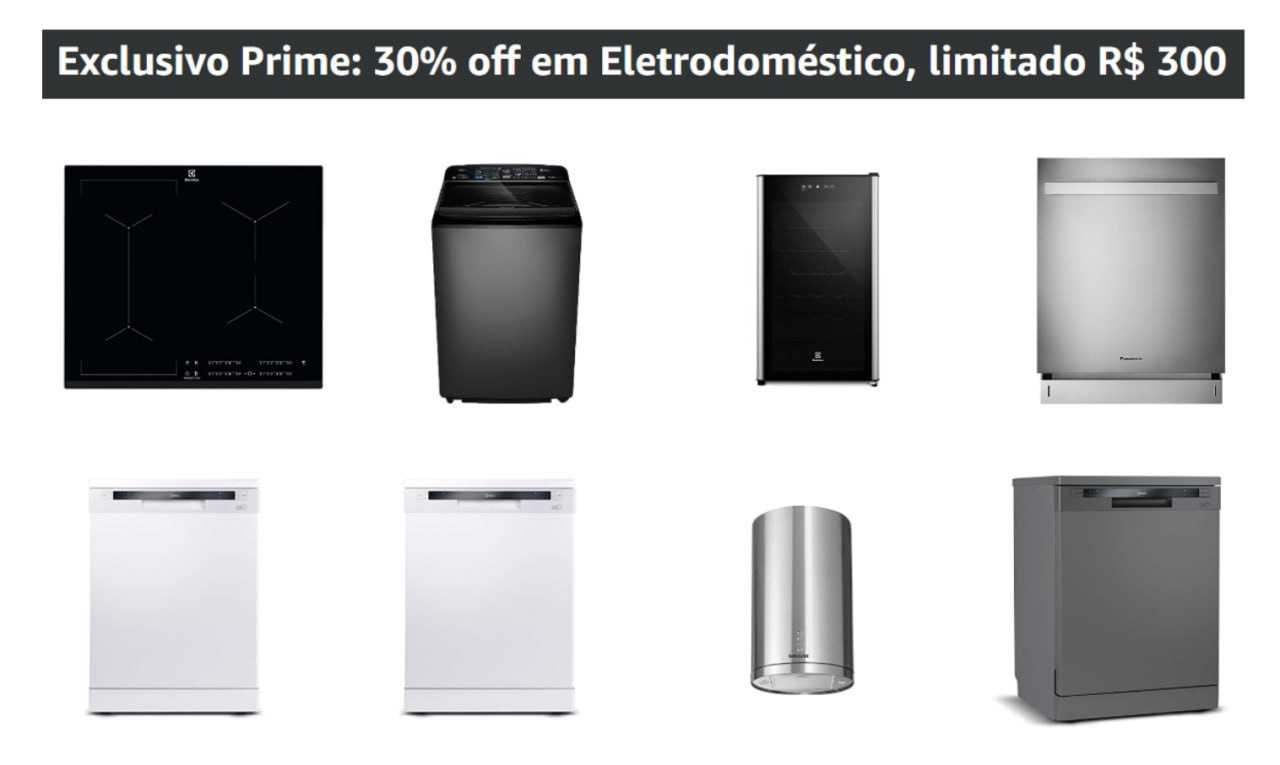 Exclusivo Prime: 30% off em Eletrodoméstico, limitado R$ 300