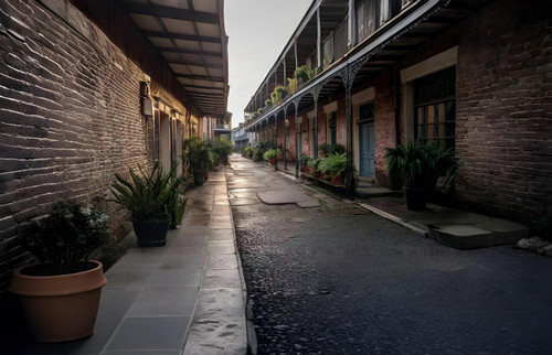 pngtree street scene in new orleans with brick buildings and potted plants picture image 2743243.jpg
