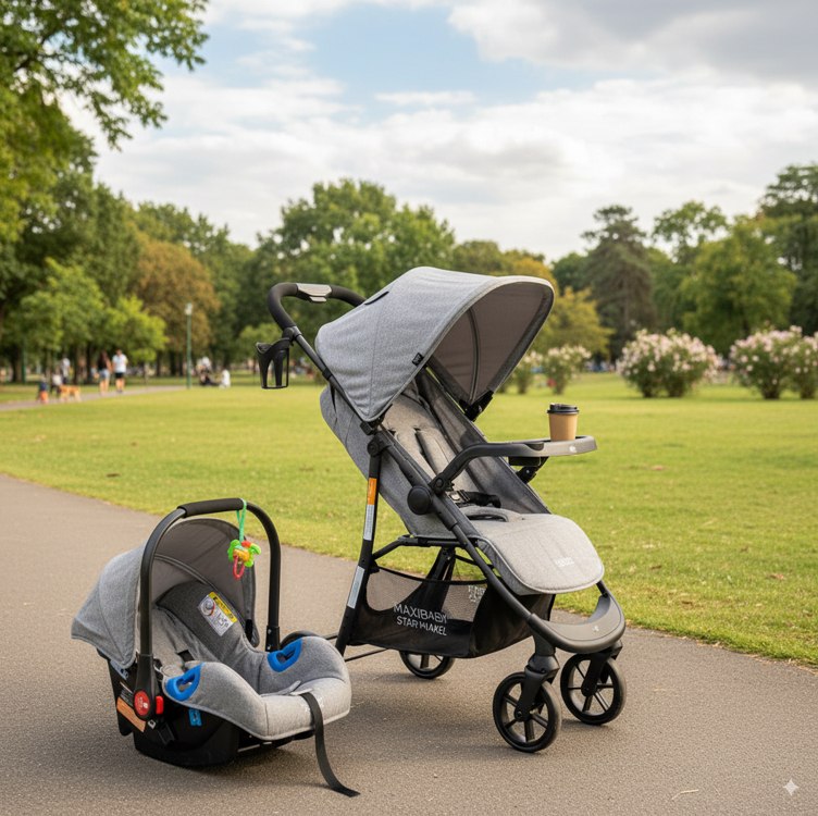 Carrinho de Bebê Com Bebê Conforto Startravel – Maxi Baby (Cinza)