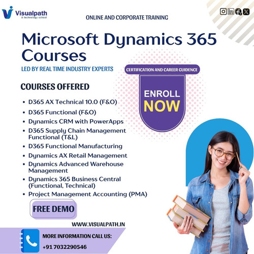 Whether you’re a fresher ready to enter the tech world or a corporate professional seeking to enhance your skills.
📚 Choose from our in-demand courses:
 ✔ D365 AX Technical 10.0 (F&O)
 ✔ D365 Functional (F&O)
 ✔ D365 Supply Chain Management Functional (T&L)
 ✔ Dynamics CRM with PowerApps
 ✔ D365 Functional Manufacturing
 ✔ Dynamics Advanced Warehouse Management
 ✔ Dynamics AX Retail Management
 ✔ Dynamics 365 Business Central (Functional & Technical)
 ✔ Project Management Accounting (PMA)
📞 Call/WhatsApp: https://wa.me/c/917032290546
🌐 Visit: https://www.visualpath.in/online-microsoft-dynamics-ax-technical-training.html
📝 Visit our Blog: https://visualpathblogs.com/category/d365-ax-technical/
🎯 Learn directly from industry experts and gain practical skills that employers value.
🔥 Don’t miss out—join our FREE demo and take the first step towards your success today!