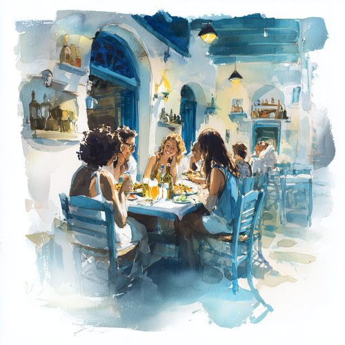 eman3139 watercolor illustration of friends dining together at a8defbb0 df88 4f4e 89f6 5730dff762ec.png