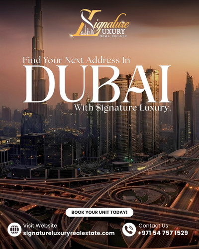 A city of opportunities deserves a partner you can trust.Signature Luxury Real Estate is delivering excellence in sales, leasing, and investments across Dubai.Find your next home with us today.visit our website at: https://signatureluxuryrealestate.com