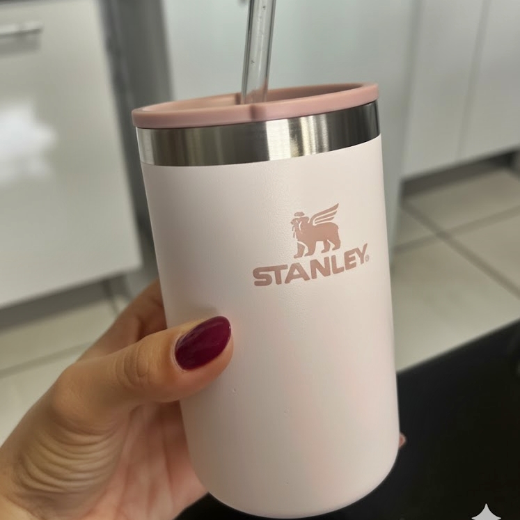 Stanley – Can Cooler com tampa e canudo, copo térmico de 296 ml para manter as bebidas em lata geladas, Rose Quartz