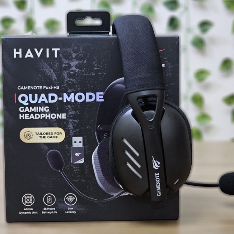 Havit Fone de Ouvido Headset Gamer Fuxi-H3 Black Com Fio e Sem Fio, Wireless 2,4GHz, Bluetooth, Cabo USB-C
