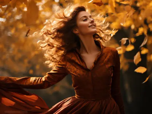 european woman emotional dynamic pose autumn background 731930 35542