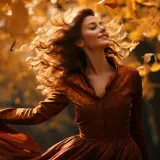 european woman emotional dynamic pose autumn background 731930 35542