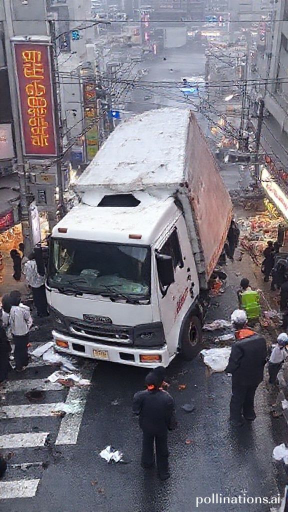 Truck crash in South Korea market kills 2 people and injures 18, officials say