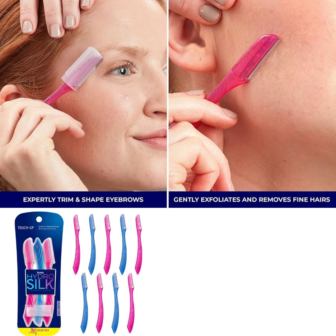 Schick Hydro Silk Lâmina De Depilação Touch-Up Rosa/Azul Pacote Com 9