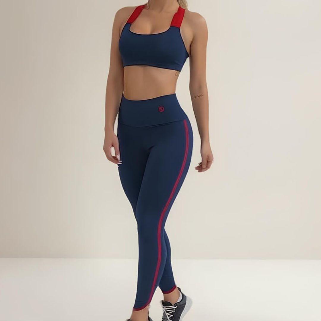 Conjunto Manalinda Fitness Top E Legging Azul Escuro