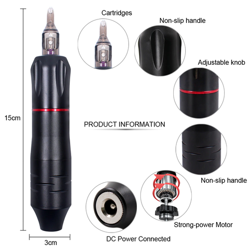 5 descript professional tattoo machine kit tattoo power supply rotary pen with cartridges needles fo.png