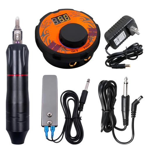 16 descript professional tattoo machine kit tattoo power supply rotary pen with cartridges needles f.png