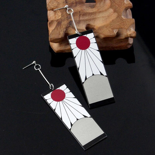 Anime Demon Slayerr Tanjirou Earrings Clip Stud Earrings Cosplay Props Accessories2.jpg