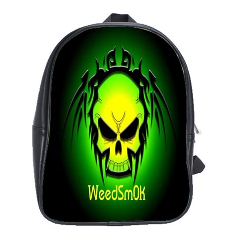 BAG00675 Backpack School Bag Weed Smoke With Skull Design In Dark Background Game Animation.jpg
