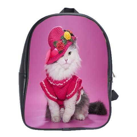 BAG00754 Backpack School Bag Cat Little White Kitten In Beautiful Dress And Hat Cute Animal Game.jpg