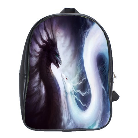 BAG00781 Backpack School Bag Dragon Yin Yang Cute Funny Dragon Snake Black And White Game.jpg