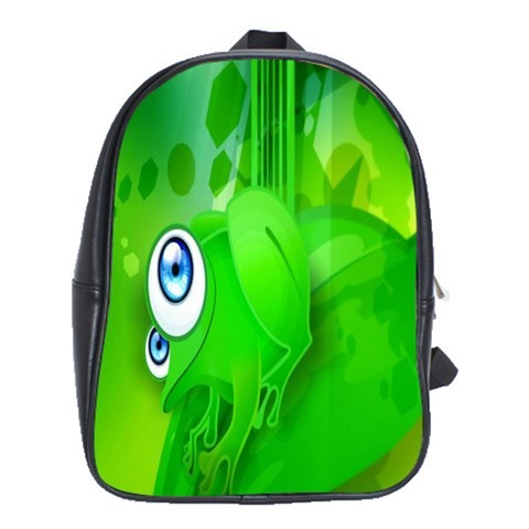 BAG00795 Backpack School Bag Frog Cute Funny Animal Design In Green Leaf Game Animation.jpg