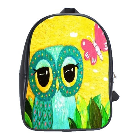 BAG02423 Backpack School Bag Owl Cute Funny Cartoon Birds Paint With Butterfly Animation Fantasy.jpg