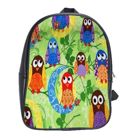 BAG02425 Backpack School Bag Owl Cute Funny Owl Birds In Pattern Design Game Fantasy Anime.jpg