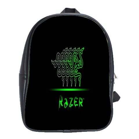 BAG02456 Backpack School Bag Razer Green Logo Beautiful Elegant Dark Black Design Animation Game.jpg