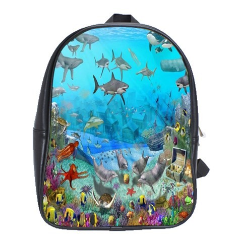 BAG02473 Backpack School Bag Shark Family Beautiful Fish In Ocean Nature Animation Fantasy.jpg