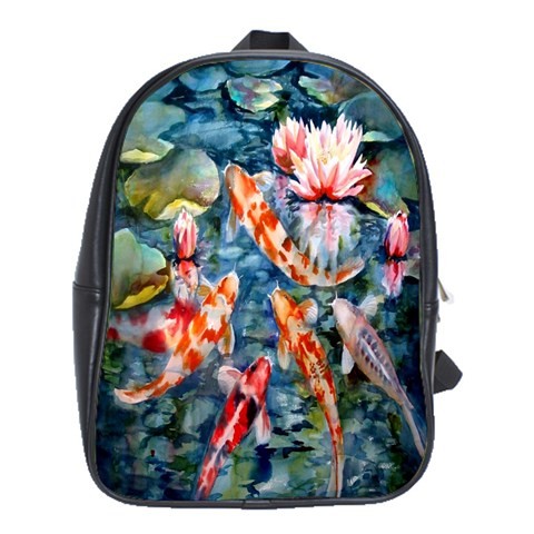 BAG02314 Backpack School Bag Fish Koi Fish At Pool Beautiful Fish Animal Nature Design Game.jpg