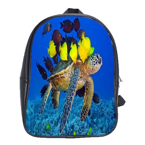 BAG02545 Backpack School Bag Turtle With Yellow Fish Cute Nature Animal Blue Ocean Design Game.jpg