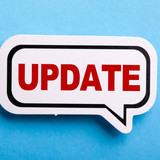 Update concept speech bubble isolated on blue background.