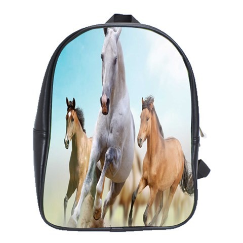 BAG02358 Backpack School Bag Horse Racing Horses Track Nature Animal Design In Beautiful Blue Sky.jpg