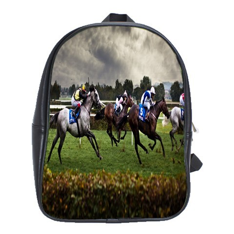 BAG02357 Backpack School Bag Horse Racing Horses Track Nature Animal Design Beautiful Grass Cloud.jpg